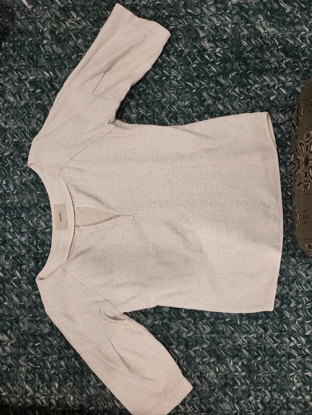 Humanoid Cream 3/4 Linen Blend Top